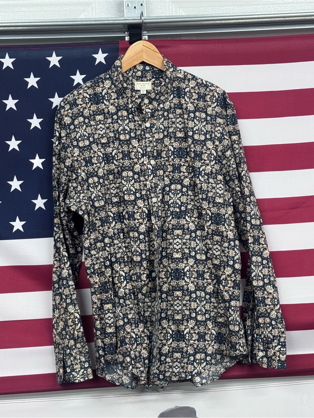 Club Monaco Navy Floral Button-Up Shirt